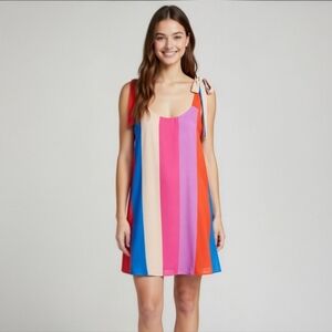 Buddy Love Kerr Dress Carousel Stripe Tie Shoulder Carnival Tent Mini Size XS